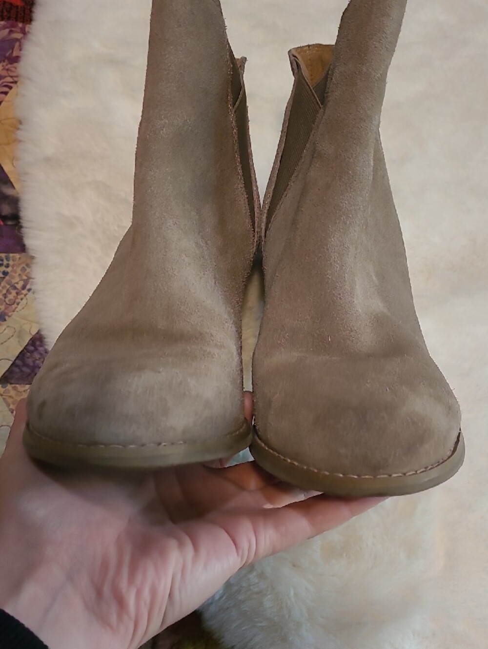 Lucky Brand Youse Women's Taupe Suede Wedge Ankle Booties Size 8.5 - Picture 5 of 8